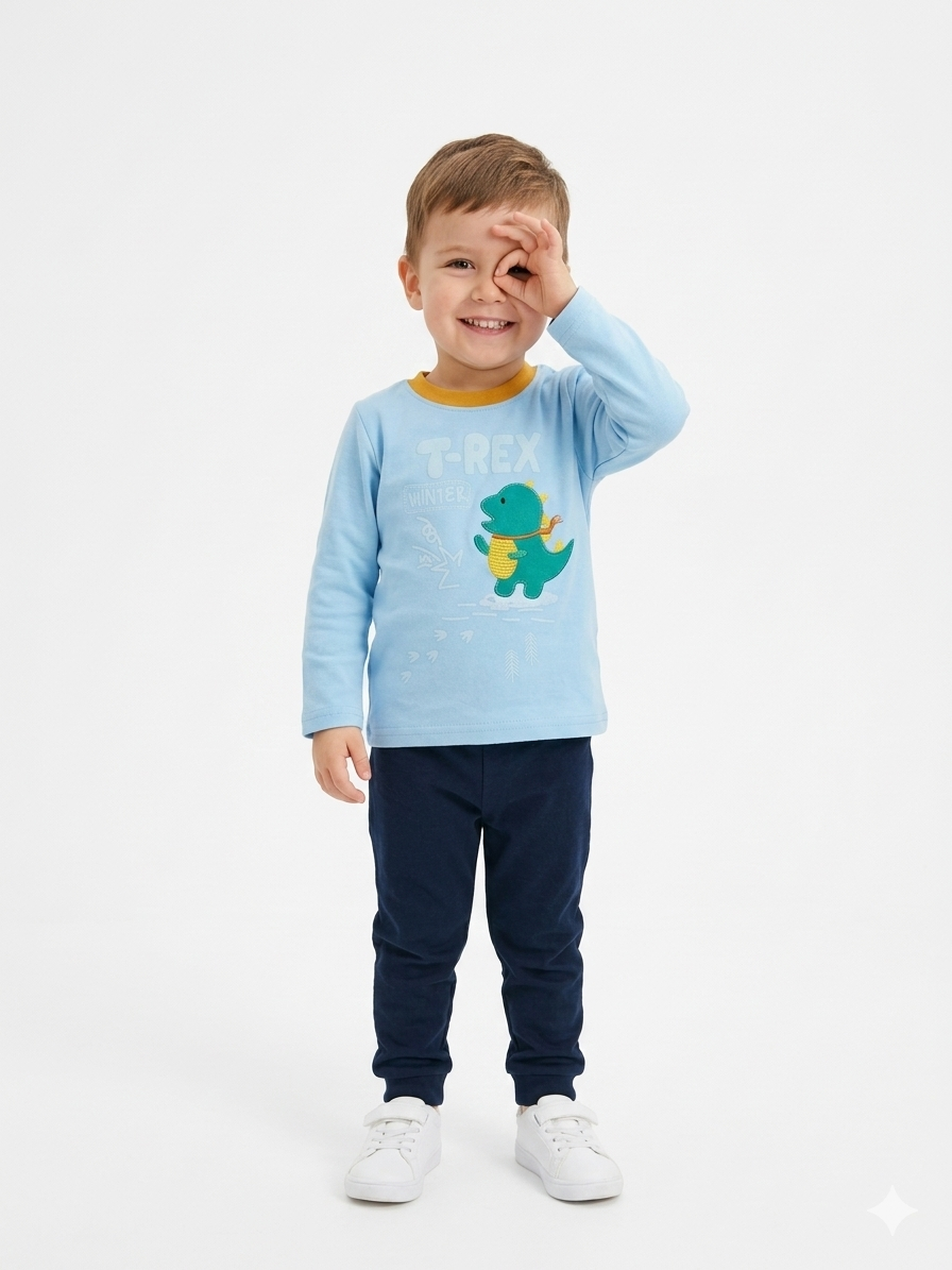 Conjunto T-Rex redondo manga larga + jogger