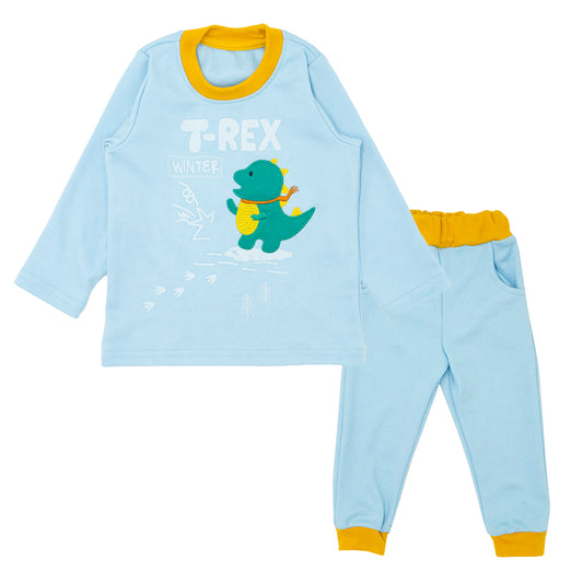 Conjunto 2 pzas T-REX para bebé playera redondo manga larga + jogger