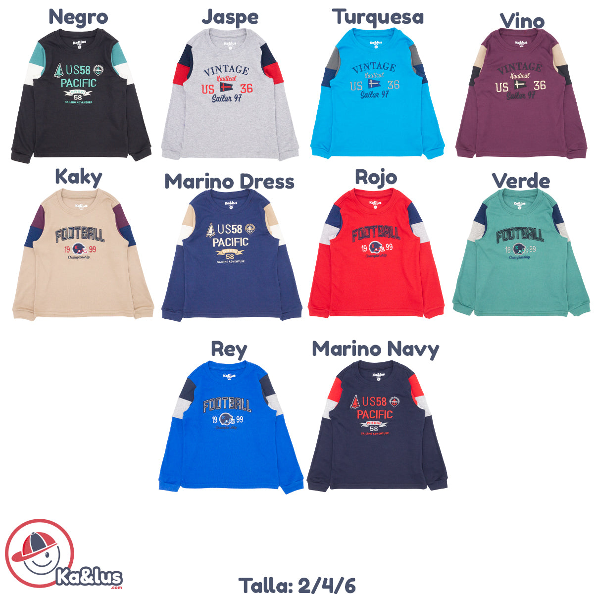 Playera redondo manga larga PACIFIC infantil