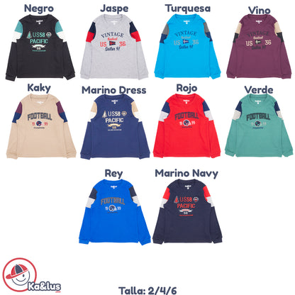 Playera redondo manga larga PACIFIC infantil