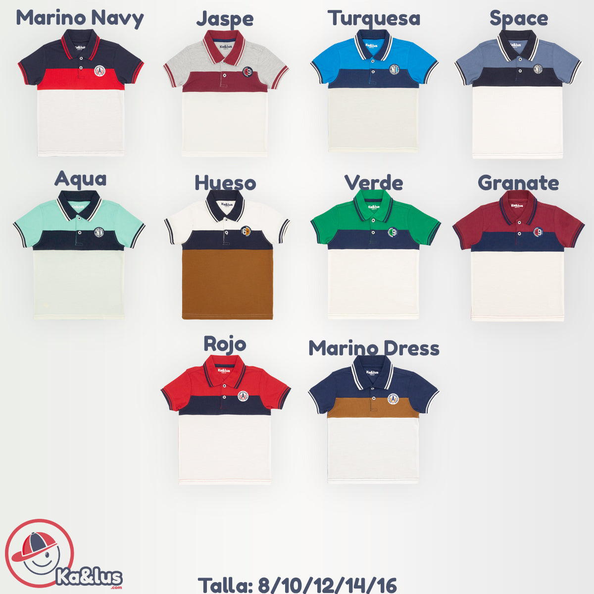 Playera polo BLOQUES manga corta juvenil Kalus