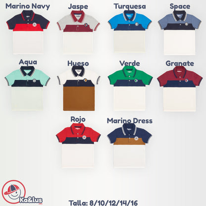 Playera polo BLOQUES manga corta juvenil Kalus