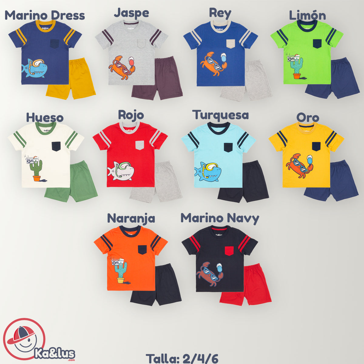 Conjunto BEACH infantil playera + short a combinación